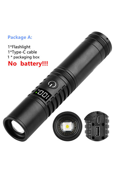 Choice مصباح يدوي LED عالي الطاقة ذو مدى طويل بدون بطارية، مزود بمنفذ شحن من ...