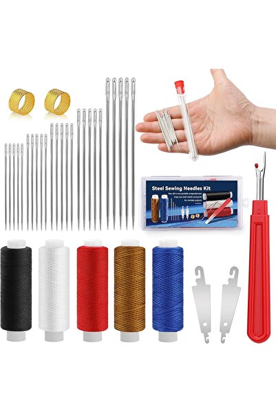 Choice KRABALL 37 PCS Big Eye Steel Sewing Needles Kit With Thread Rippers And Storage Box For Beginners...