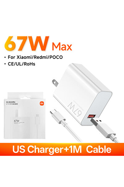 Xiaomi US and 1M Cable Charger Original 67W USB C Charger Fast Charging Adapter for 14T 15 13 12 11 Lite