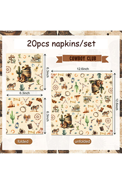 Choice 20PCS-ZJ076 20pcs West Cowboy Napkins Disposable Dinner Paper Hand Tow...