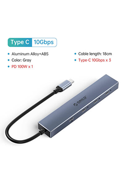 Choice Orico Gray PD USB C Simple ORICO Type C USB 3.2 10GBPS HUB 4 Ports Com...