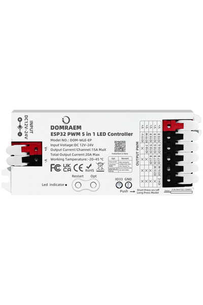 Choice وحدة تحكم ESP32 PWM 5 في 1 من DOMRAEM، بضمان سنتين، تدعم ألوان RGB وRG...