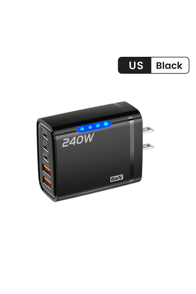 Choice Black US 240W GaN Fast Charging USB Type C Charger Multi Ports Mobile ...