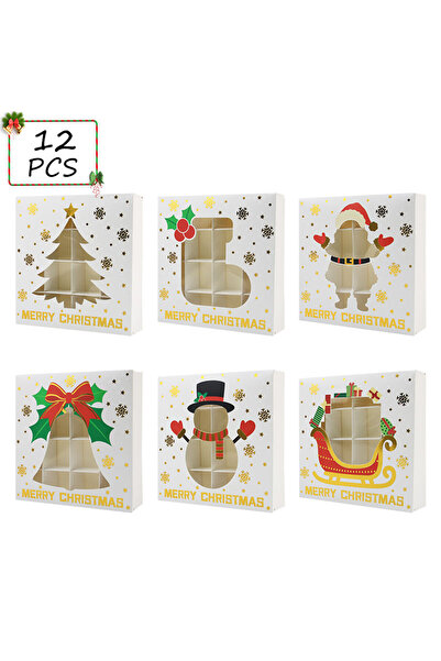 Choice 15.1x15.1x3.5cm mixed color-12pcs 6/12PCS Christmas Gift Boxes with in...