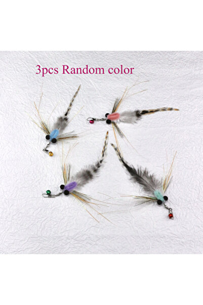 Choice 3 قطع بألوان عشوائية، 3/4 قطع، رؤوس بديلة لعصا مداعبة القطط على شكل حش...