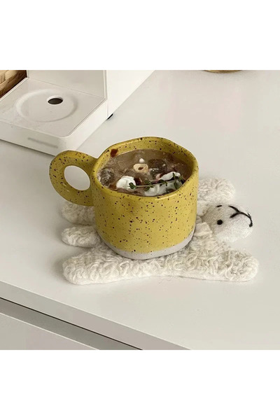 Choice أكواب سيراميك صفراء سعة 250 مل، بمقبض حلقي مبتكر، على الطراز الكوري، ب...