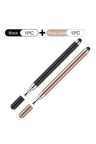 Choice قلم لمس عالمي 2 في 1 أسود-ذهبي، قطعتان أو نصف قطعة، مناسب للأجهزة اللوحية والهواتف المحمولة التي تعمل بنظامي أندرويد وiOS، بالإضافة إلى ملحقات لأجهزة آيباد.