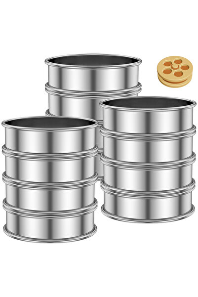 Choice حلقات صغيرة 8 سم × 12 سم، 12 قطعة، حلقات مافن تارت، حلقات كرامبيت من الفولاذ المقاوم للصدأ 304، حلقات كرامبيت يمكنك صنعها بنفسك، حلقات كوكيز ملفوفة