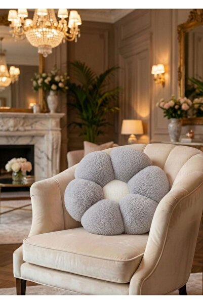 TrendTopic Peluş Dekoratif Papatya Şekilli Kırlent- Yastık- Minder 37 Cm