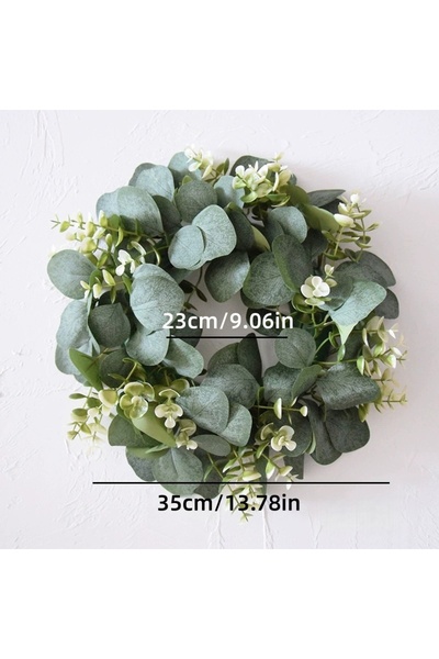 Choice إكليل أوكالبتوس صناعي من قطعة واحدة، زيتون، 35 سم، إكليل بلاستيكي أخضر...