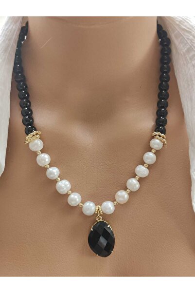 elinasaccessories El yapımı inci kuvars kolye doğaltaş tasarım kolye akik taş...