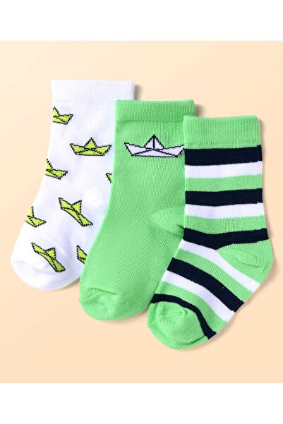 Cute Walk by Babyhug Knit Ankle Length Socks Paper Boat Design &Stripes (Pack...
