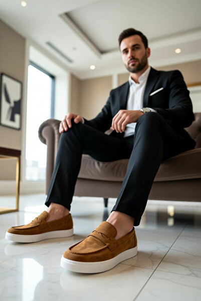 BENERLY Pantofi sport din piele pentru bărbați, fără șireturi, cu vârf rotund...