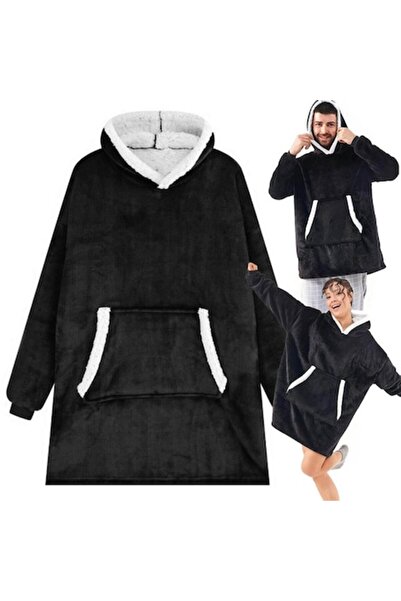 OEM 2 σε 1 Oversize Unisex Κουκούλα XXL, κουκούλα, μεγάλη τσέπη, μαύρο