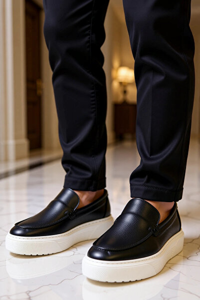 BENERLY Erkek Bağcıksız Düz Topuklu Hakiki Deri Ayakkabı Fonksiyonel Dayanıkl...