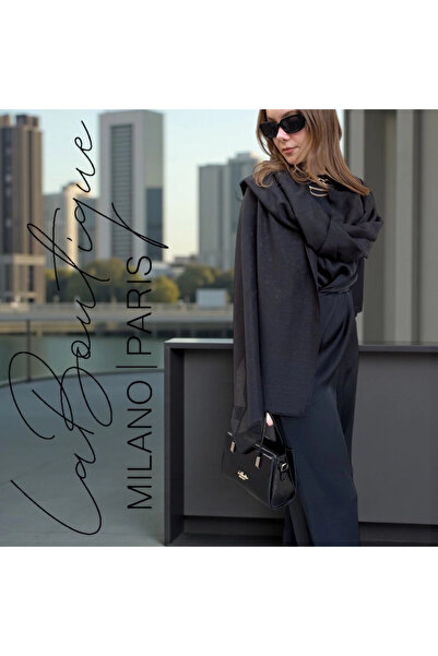 LA BOUTIQUE شال حريري بلون سادة - V18 - 70X190