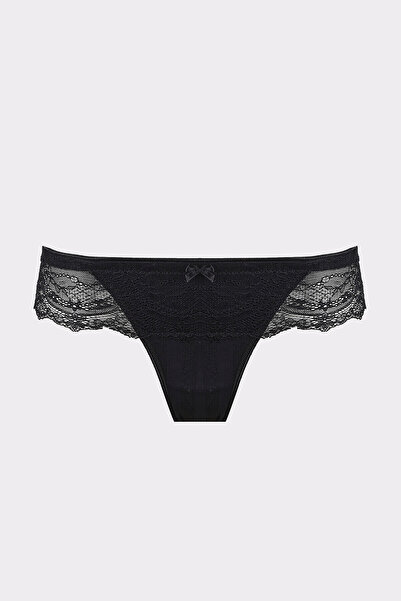 LOYA Black Selina Lace Brazilian Panties
