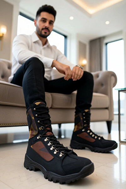 BENERLY Men's Lace-Up Orthopedic Sole Casual Suede Boots Functional Durable Q...