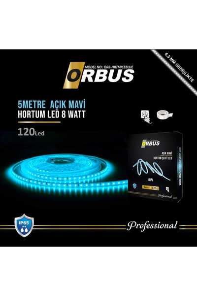 ORBUS ŞEFFAF LED HORTUM ICEBLUE 120 LED 8W FİŞLİ IP65