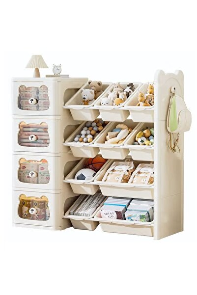 Generic 4-Tier Kids Toy Storage Rack Toy Organizers Toy Box Chest Toy Shelf with 14 Removable Toy Bins