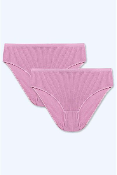 Brix Women's Double F Corded Fabric High Waist Double Panties Light Pink Color
