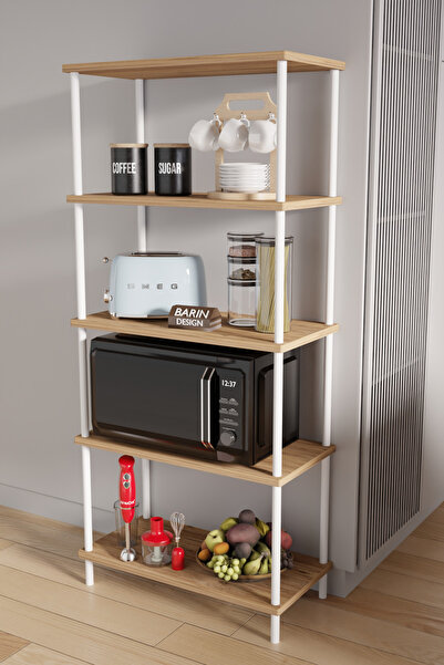 BARIN DESIGN 5 Raflı Çevir Kur Modern Metal Gövdeli Raf | Mutfak, Kiler, Depo...