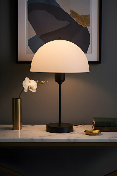 lumenistanbul ROMA ABAJUR SİYAH AYAK - SİYAH KUKA / OPAL ŞAPKA