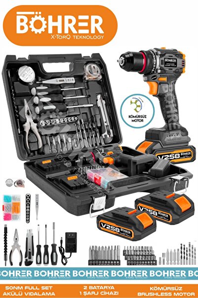 BÖHRER BA011138 V598 ORJİNAL 21V 2AH TORK AYARLI YENİ NESİL KÖMÜRSÜZ FULL SET ÇEKİÇLİ AKÜLÜ VİDALAMA MATKAP