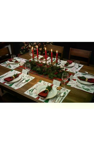 SY ETİKET Artificial Leather Christmas Table Cloth, American Service 1 Piece 45*35 cm