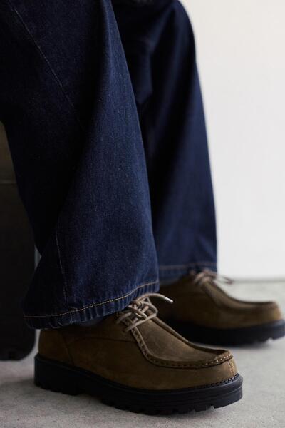 Pull & Bear Bağcıklı düz deri ayakkabı