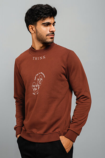 FOR MAN سويت شيرت للأولاد مطبوع رسومات وياقة عالية