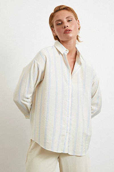 PROTO SUIT Vertical Striped Modal Oversized Shirt