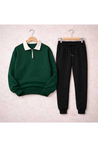 BRLKN Unisex White Collar Half Zipper Sweatshirt Tracksuit