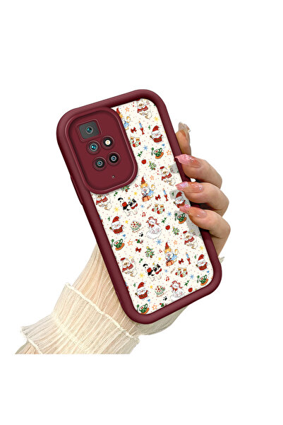 ucuc حافظة مضادة للسقوط من السيليكون باللون العنابي المتوافق مع نمط عيد الميل...