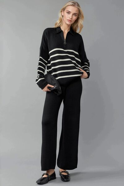 Hiccup Σετ πλεκτών ενδυμάτων με ριγέ φόρμα με φερμουάρ MY FASHION