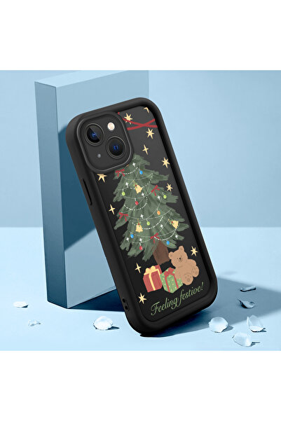 ucuc حافظة آيفون 15 بنمط مهرجان عيد الميلاد من السيليكون المضاد للسقوط