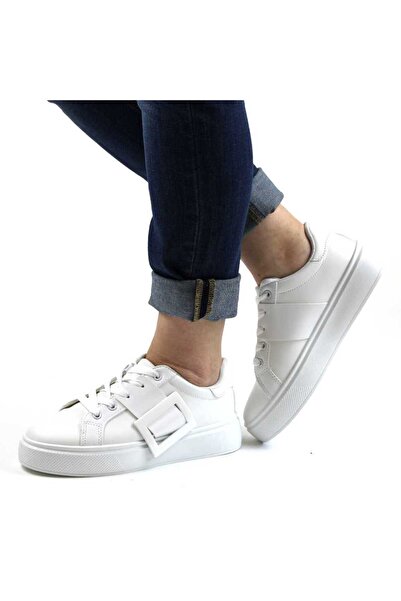 mm Pantofi sport casual de dama accesorizati cu catarama detasabila LA813-WHITE