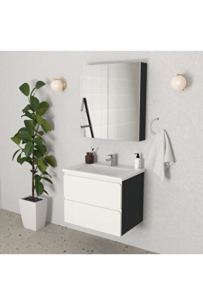 TETA HOME Granada 65 cm MDF Gövde Membran Kapak Banyo Dolabı Seti