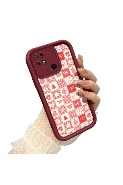 ucuc حافظة مضادة للسقوط من السيليكون باللون العنابي المتوافق مع نمط عيد الميل...