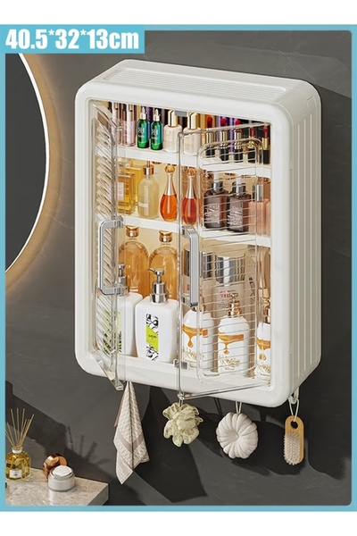 Generic Bathroom Storage Rack Large Bathroom Wall Cabinet No Drilling Storage Shelf Wall-Mounted Organizer