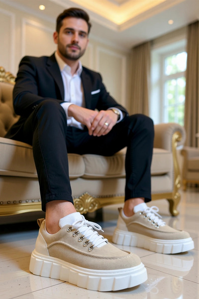 BENERLY Men's Lace-Up Patent Leather Sneaker Round Toe Standard Fit Functiona...