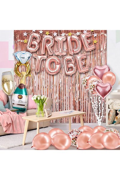 Generic Bachelorette Party Decorations Rose Gold Bridal Shower Party Kit Bride to be Foil Balloons Set