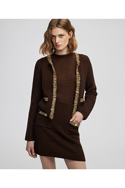 İpekyol Kontrast şeritli triko hırka