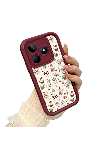 ucuc حافظة مضادة للسقوط من السيليكون باللون العنابي بنمط عيد الميلاد متوافقة ...