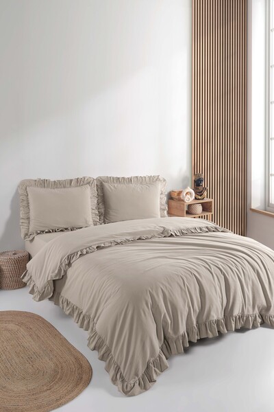 Macas Home Soft Cotton Dune %100 Cotton Double Size Duvet Cover Set Scdne