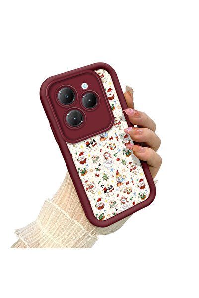 ucuc حافظة مضادة للسقوط من السيليكون باللون العنابي المتوافق مع نمط عيد الميل...