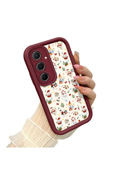 ucuc حافظة سامسونج جالاكسي A55 المتوافقة مع نمط عيد الميلاد باللون العنابي من...