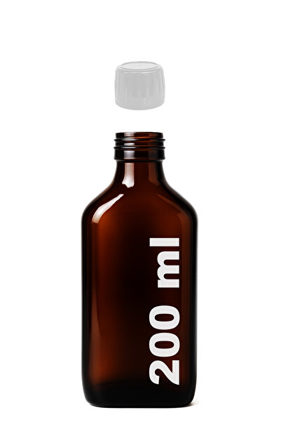Afracam 200 ml Flat Medicine Syrup Bottle 200 Cc Amber Brown Glass Bottle wit...