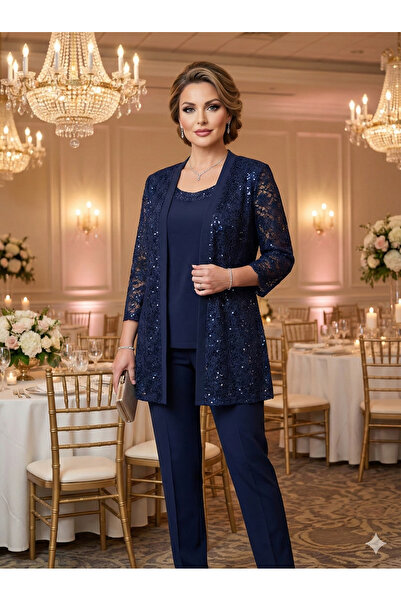 OLEA XXL Büyük Beden Abiye Ceket Bluz Takım 1625