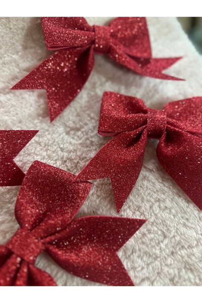 Marrone Блестяща червена панделка за коледна украса 15 см 4 броя